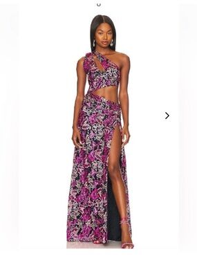 Lovers + Friends Pink Floral One-Shoulder Cutout Maxi Dress
